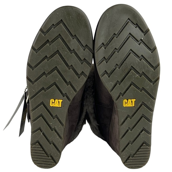 CATERPILLAR CAT BOISTEROUS FAUX FUR CAFE BROWN SUEDE WEDGE WINTER BOOTIES BOOTS - Picture 9 of 13